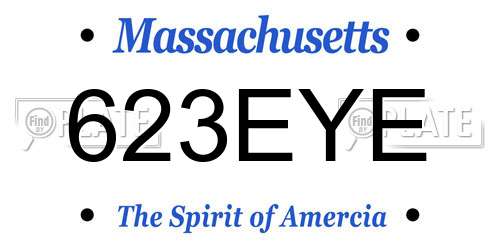 623EYE Massachusetts License Plate