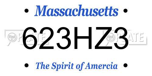 623HZ3 Massachusetts License Plate
