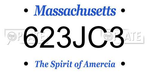 623JC3 Massachusetts License Plate