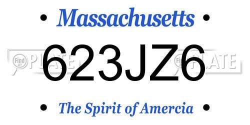 623JZ6 Massachusetts License Plate