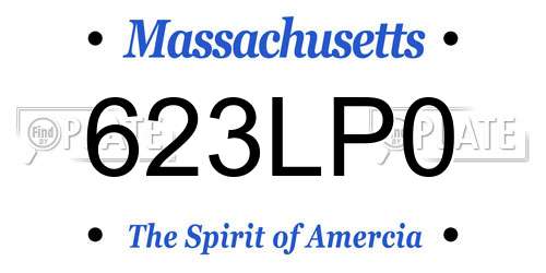 623LP0 Massachusetts License Plate