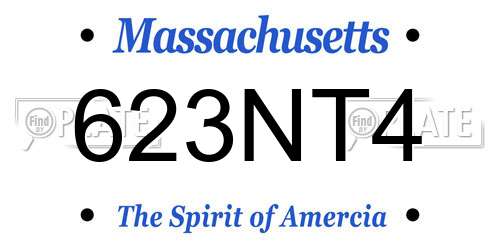 623NT4 Massachusetts License Plate
