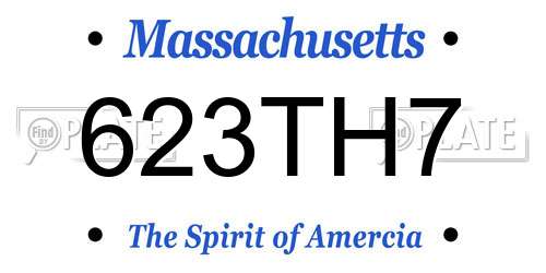623TH7 Massachusetts License Plate