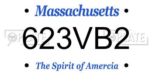 623VB2 Massachusetts License Plate