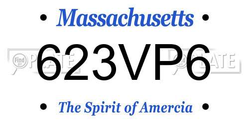 623VP6 Massachusetts License Plate
