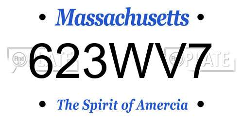623WV7 Massachusetts License Plate