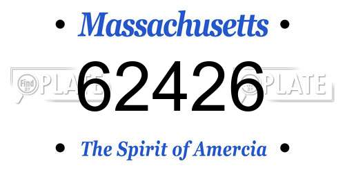 62426 Massachusetts License Plate