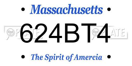 624BT4 Massachusetts License Plate