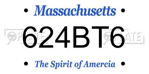 624BT6 Massachusetts License Plate