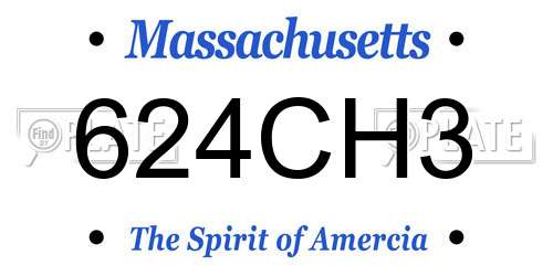 624CH3 Massachusetts License Plate