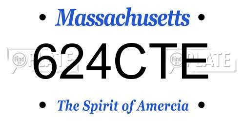 624CTE Massachusetts License Plate