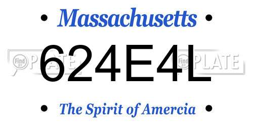624E4L Massachusetts License Plate