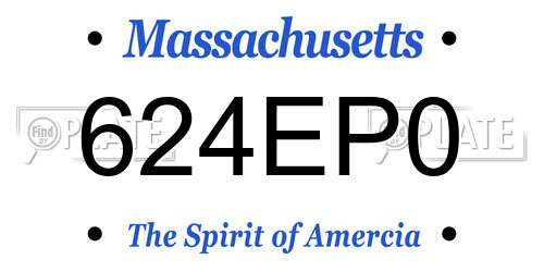 624EP0 Massachusetts License Plate