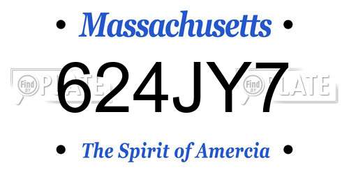 624JY7 Massachusetts License Plate
