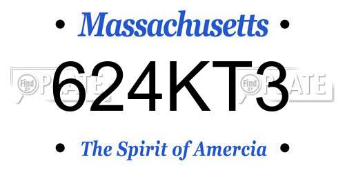 624KT3 Massachusetts License Plate