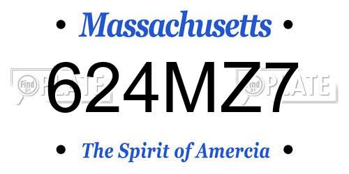 624MZ7 Massachusetts License Plate