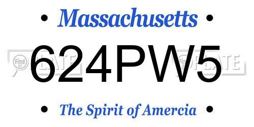 624PW5 Massachusetts License Plate