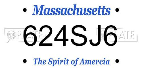 624SJ6 Massachusetts License Plate