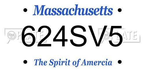 624SV5 Massachusetts License Plate