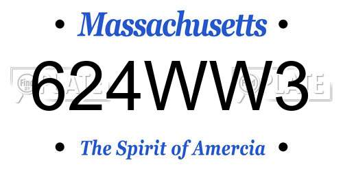 624WW3 Massachusetts License Plate