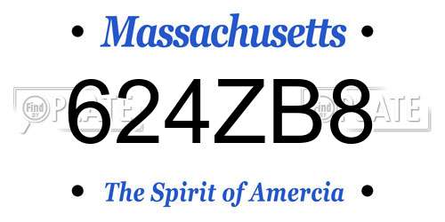 624ZB8 Massachusetts License Plate