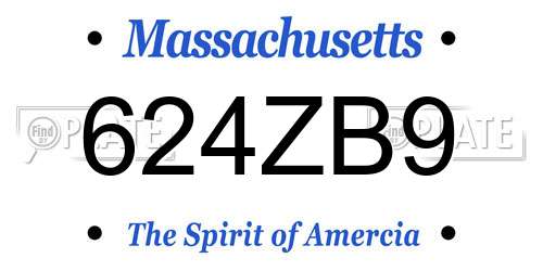 624ZB9 Massachusetts License Plate