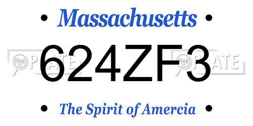 624ZF3 Massachusetts License Plate
