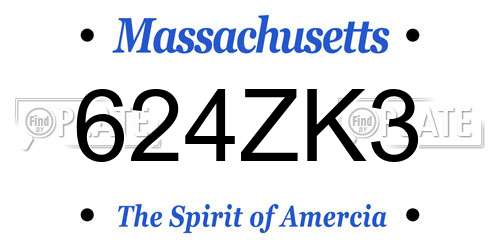 624ZK3 Massachusetts License Plate