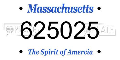 625025 Massachusetts License Plate