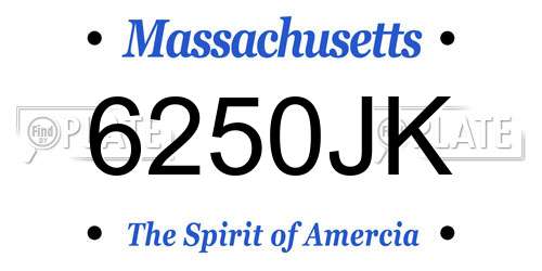 6250JK Massachusetts License Plate