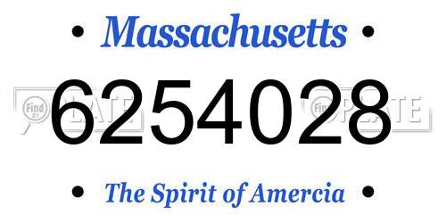 6254028 Massachusetts License Plate