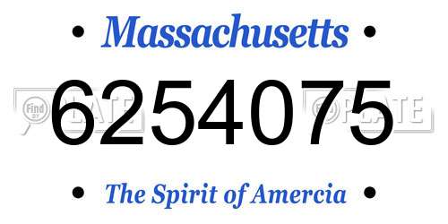 6254075 Massachusetts License Plate