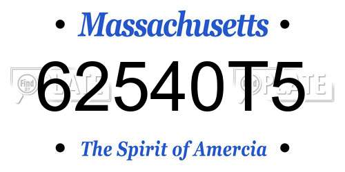 62540T5 Massachusetts License Plate
