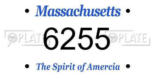 6255 Massachusetts License Plate