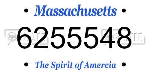6255548 Massachusetts License Plate