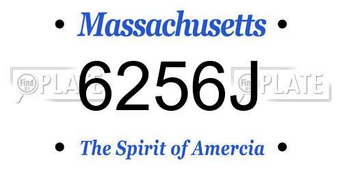6256J Massachusetts License Plate