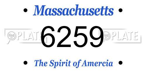 6259 Massachusetts License Plate