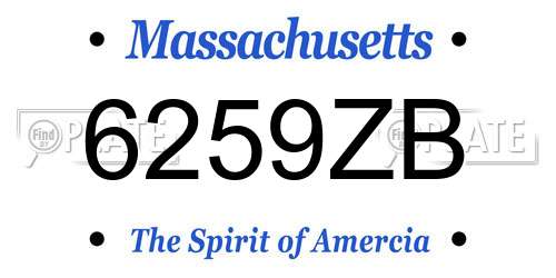 6259ZB Massachusetts License Plate