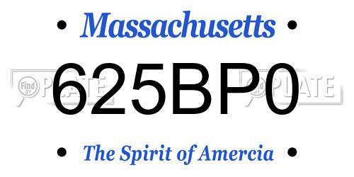 625BP0 Massachusetts License Plate