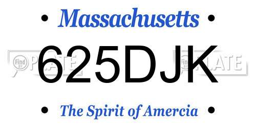 625DJK Massachusetts License Plate