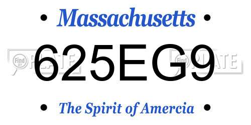 625EG9 Massachusetts License Plate