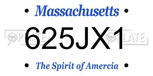 625JX1 Massachusetts License Plate
