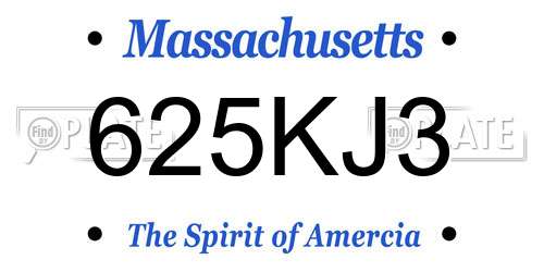 625KJ3 Massachusetts License Plate