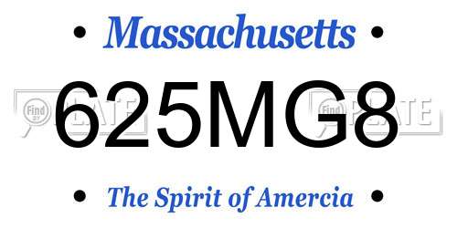625MG8 Massachusetts License Plate