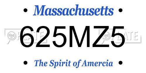 625MZ5 Massachusetts License Plate