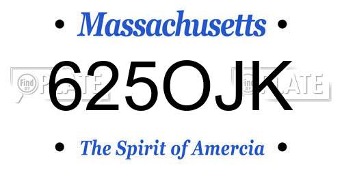 625OJK Massachusetts License Plate