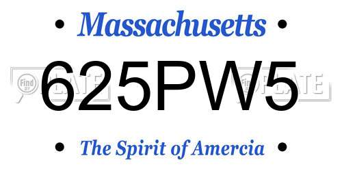 625PW5 Massachusetts License Plate