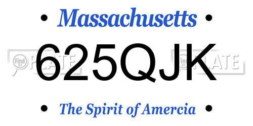 625QJK Massachusetts License Plate