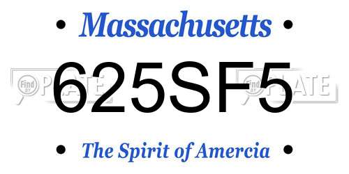 625SF5 Massachusetts License Plate