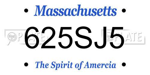 625SJ5 Massachusetts License Plate